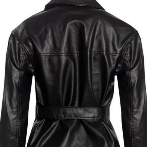 New Womens Moto Jacket Size XL Faux Leather Belted Jacket Moto Gear Jacket - Picture 6 of 11